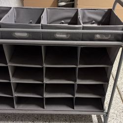 Seville Classics 20-Pocket Shoe Organizer + 4 Storage Bins (Excellent Condition)