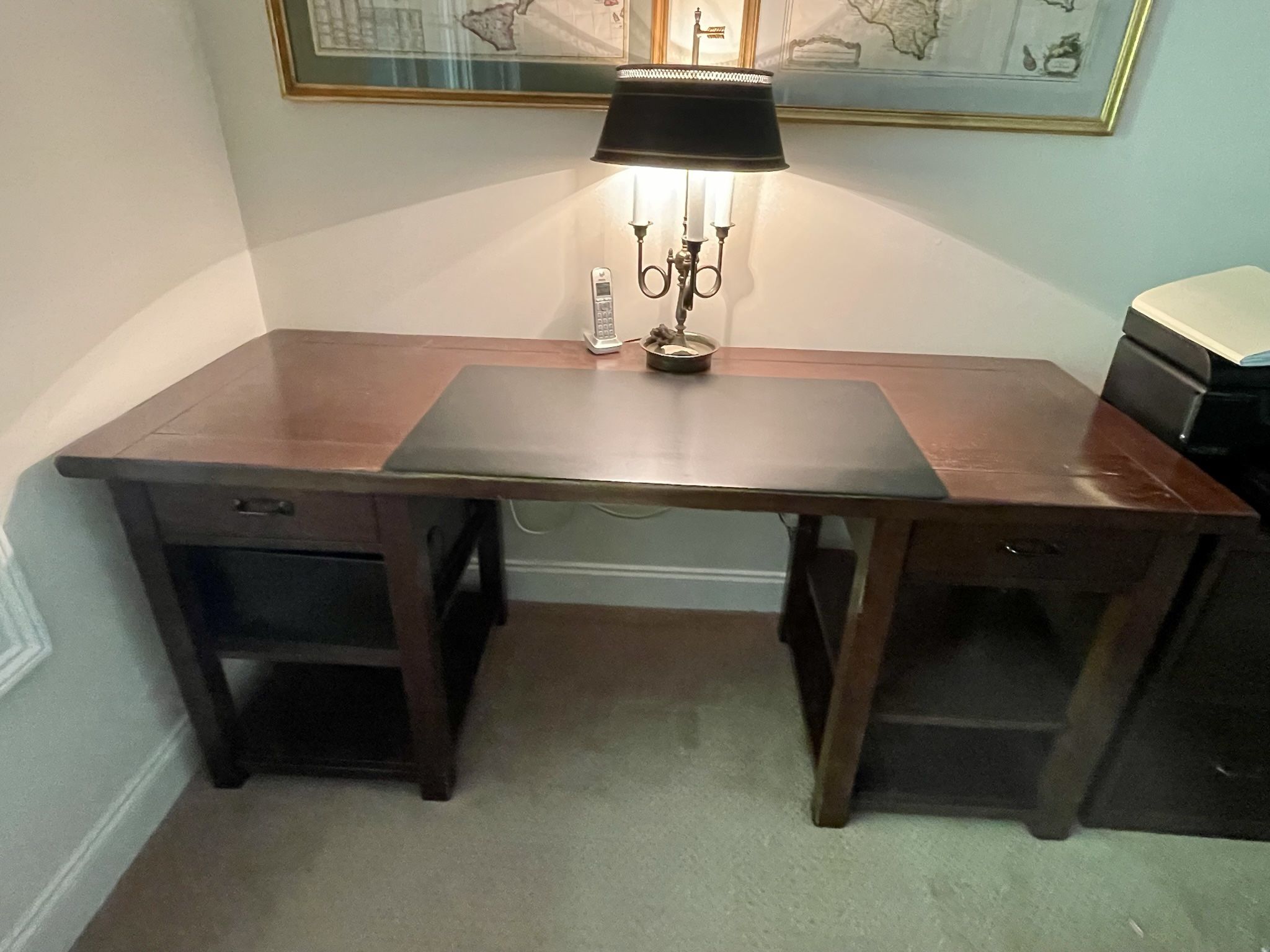 Pottery Barn Executive Farmhouse Desk in Walnut