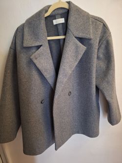 Gray Wool-Blend Double-Breasted Coatsize M new