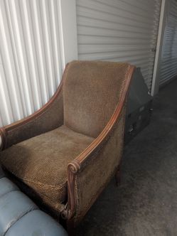 Leopard print velvet & wood chair