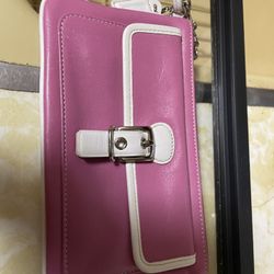 Coach Pink And Beige Trim  Wallet
