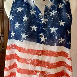 US Flag Chiffon Top