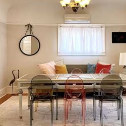 89” Mirrored Table. Seats 6.