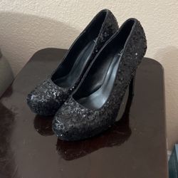 Black Sequined Stilettos