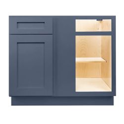Aria Blue Shaker 39” Base Blind Corner Cabinet - Brand New