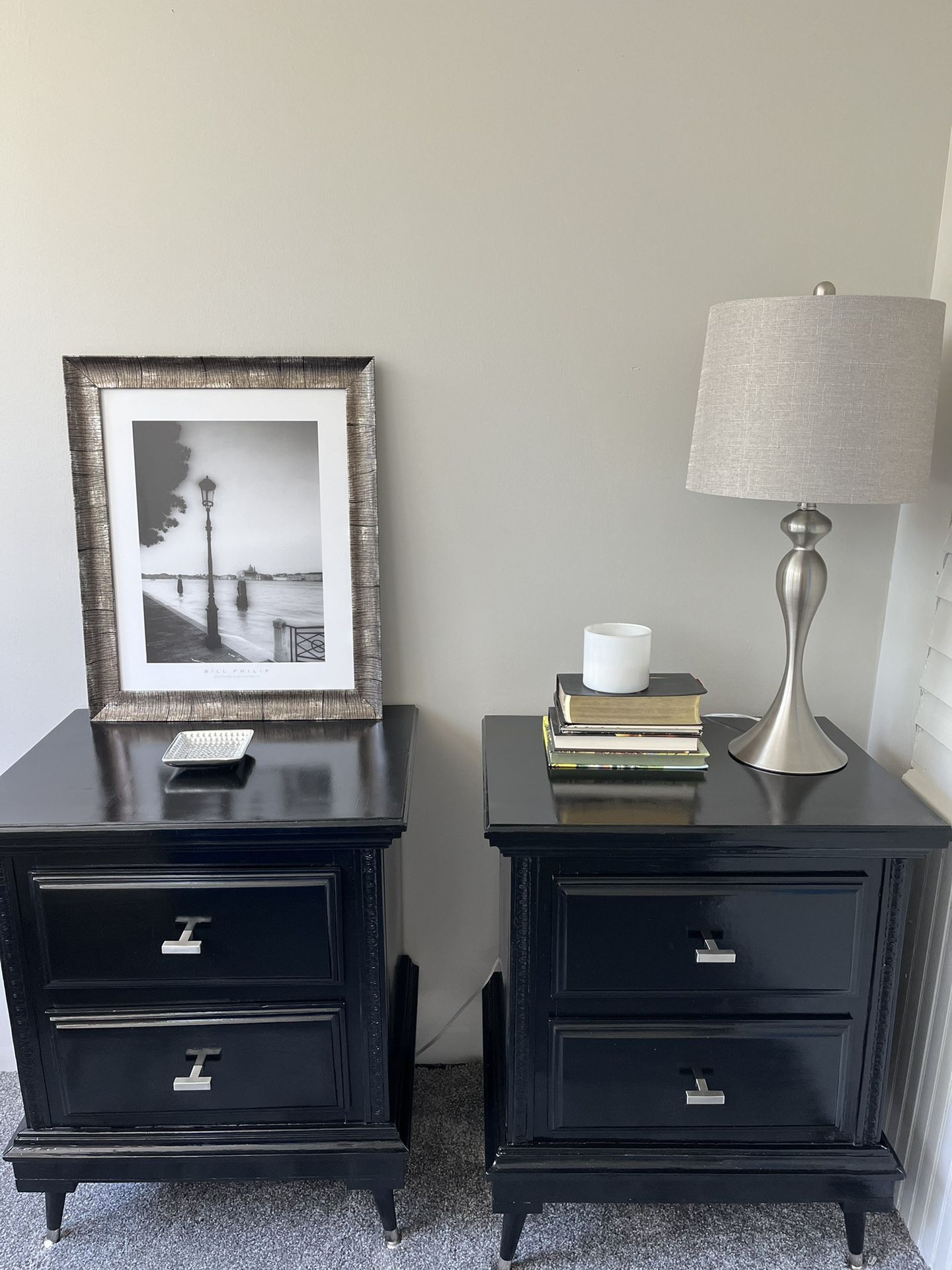Black bedside tables 