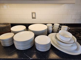 Vintage White Noritake China Set: Flower Pattern