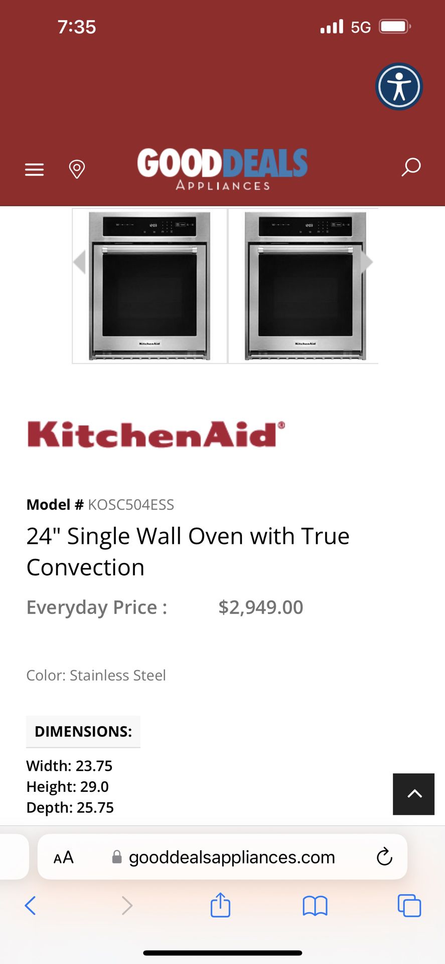 Kitchen aid Wall Convection Oven