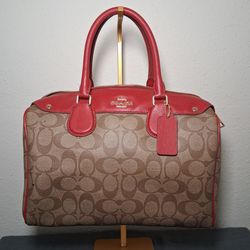 Coach Red and Brown Signature Satchel