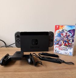 Nintendo Switch with Joycon Controller, Joycon Straps (2), and Fire Emblem Engage