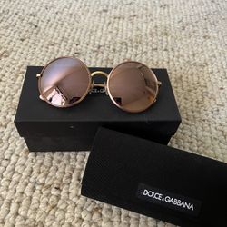 dolce & gabbana rose gold round sunglasses 