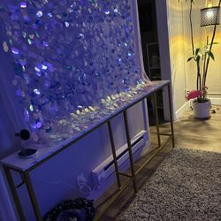 Console / Sofa Table - Faux White Marble Top / Gold Frame