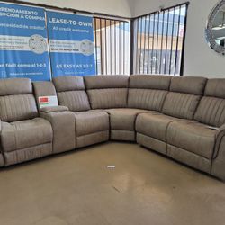 Brown Polished Microfiber Sectional Recliners!