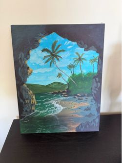 Tropical beach view from a cave