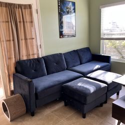 Blue Sectional with chase 