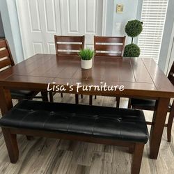 Dining Table With Four Matching Chairs And Bench 