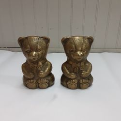 Vintage Brass Bear Bookends - Shelton