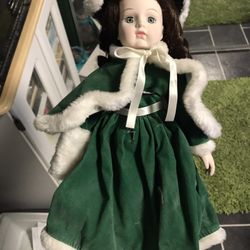 Porcelain Doll With Green Dress