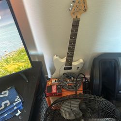 Squire Mustang Guitar, Orange Amp, And Loop Station