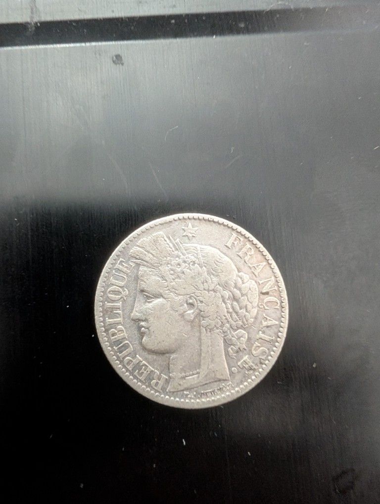 French 1800s Silver Two Franc Coin