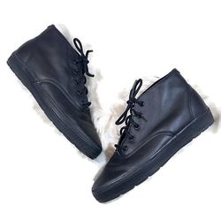 Keds Vintage Black Leather High Top Sneakers