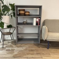 Solid wood mounted 4 shelf book case cabinet came out closet mounted