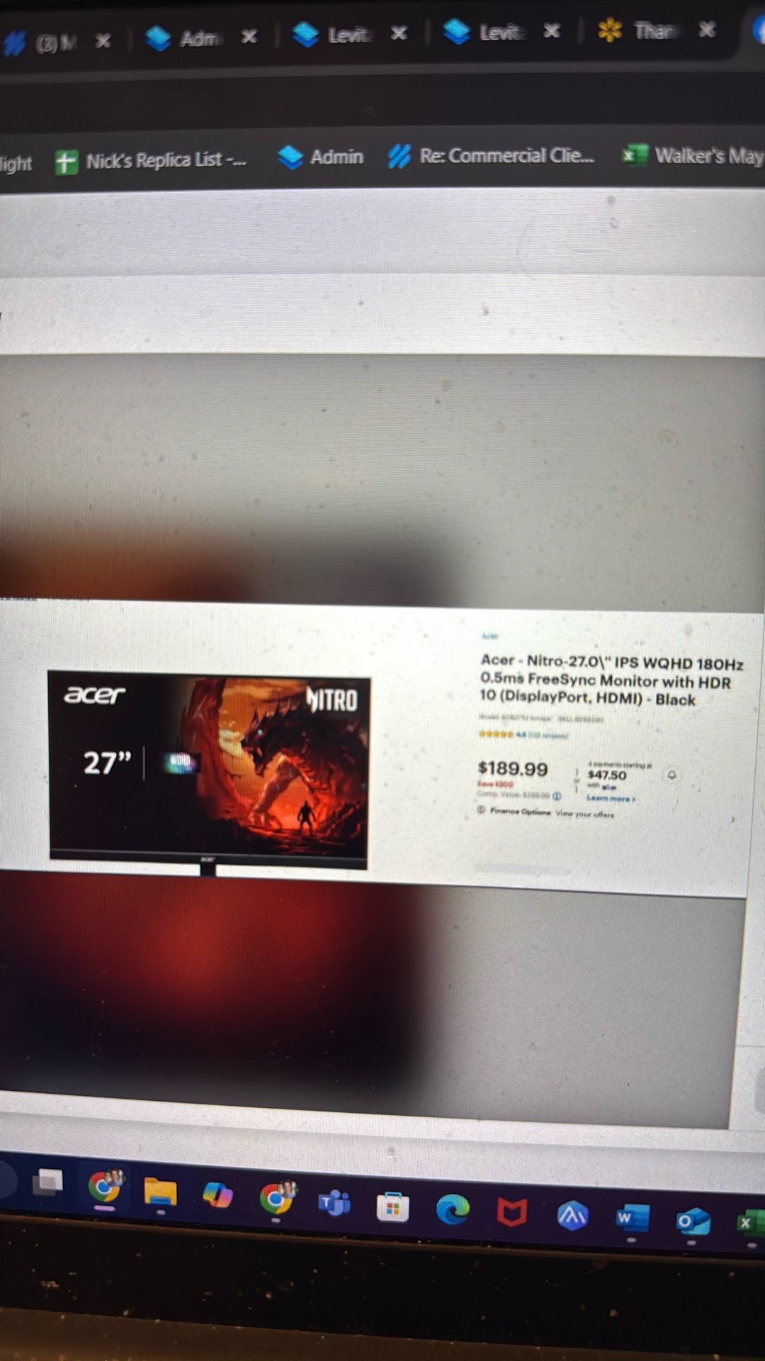 ACER Nitro 27inch IPS QHD Curved Monitor