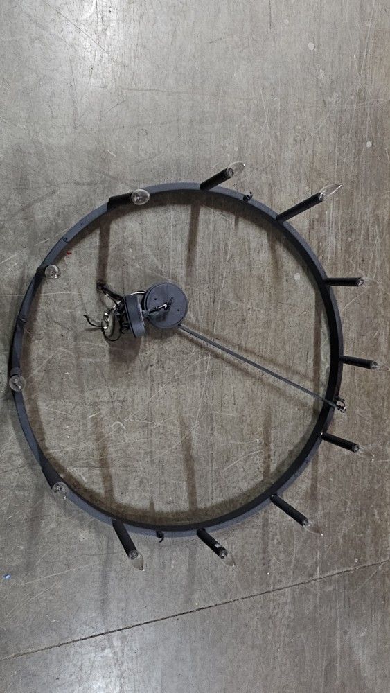 Acroma 12-light Farmhouse 40In Wagon Wheel Chandelier with the model number 12 x Max 60W Candelabra Base. - 40'' D x 138'' H