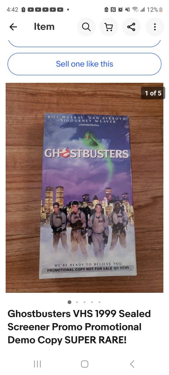 Ghost Busters Sealed Vhs Promotional Copy