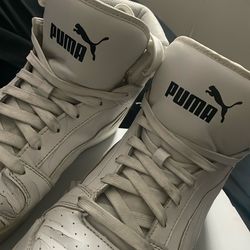 Puma White Hightop Sneakers Size 10.5
