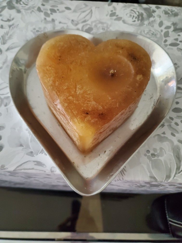 Silver Heart Dish With Heart Shaped Candle 