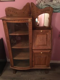 Solid wood antique display, make up, jewelry box,