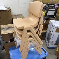 EMMA + OLIVER 4 Pack Natural Plastic Stackable School Chair