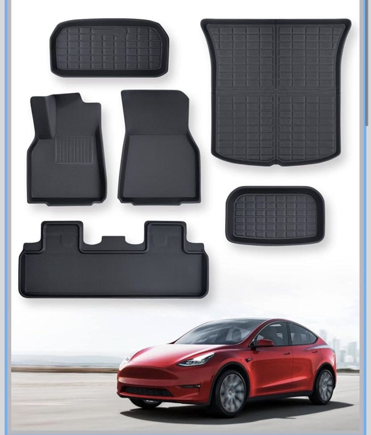 New 6pcs Floor Mats Full Set for Tesla Model Y Accessories 2025 2024 2023 2022 2021, XPE All Weather