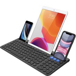 Arteck Wireless Bluetooth Keyboard for Windows, iOS, Android, Computer, Laptop, Smartphone - Multi-Functional with Built-in Cradle