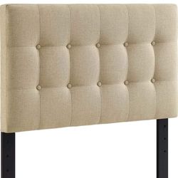 Beige Headboard Twin Bed 