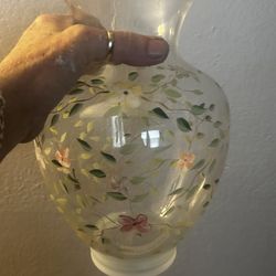 Solid Glass Hand Painted Flower Vase