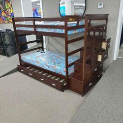 Allentown Espresso Finish Twin Bunk Bed And Trundle