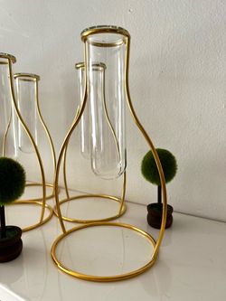 Gold Metal Stand -Glass Test Tube (set of 2)