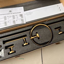5-Piece Brushed Gold Bathroom Hardware Set. gold