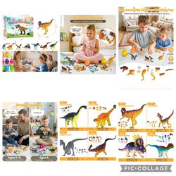 8Pcs Dinosaur Assembly Building Blocks of Varying Difficulty: This set includes eight dinosaurs with varying difficulty levels, designed for easy asse