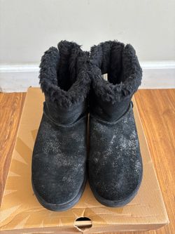 Black Suede Shearling Ankle Boots