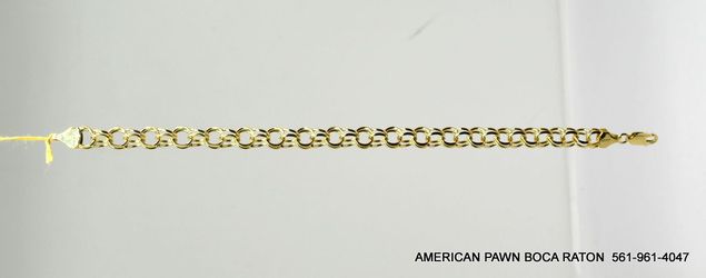 14K Yellow Gold 10.4g Gold Double Link Classic Minimalist Charm Bracelet 7.25"