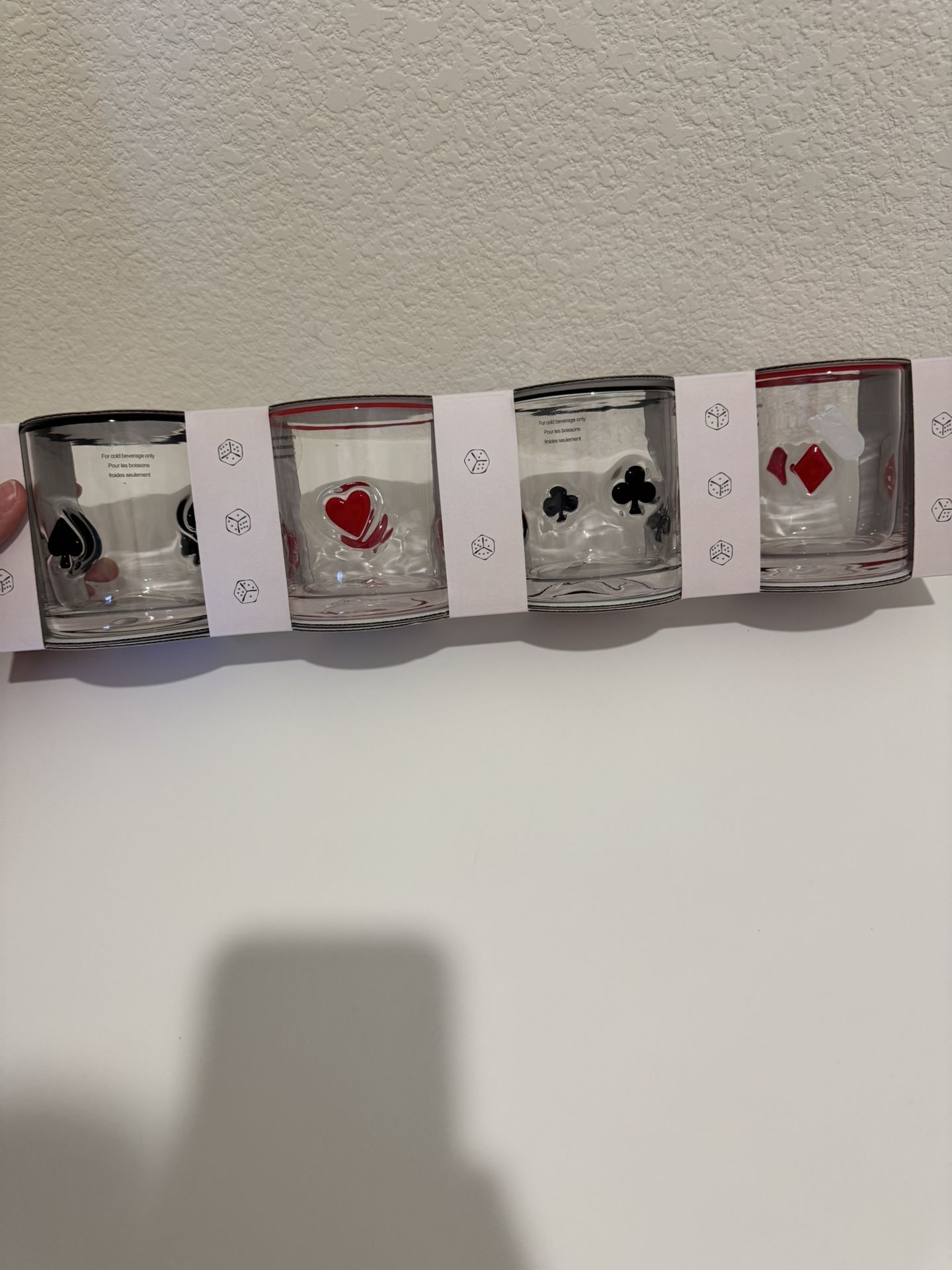 Set of 4 Whiskey Glasses – Poker/Playing Card Theme – 15.9 oz DOF – NEW