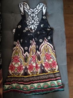 Lace back top blouse long Cami Small