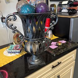 Metal Urn With Decorative Balls