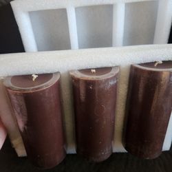 Set of 3- Brown Pillar Candles