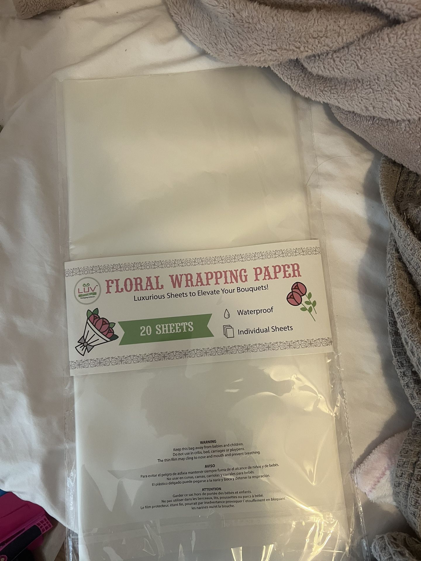 White Korean Floral Wrapping Paper