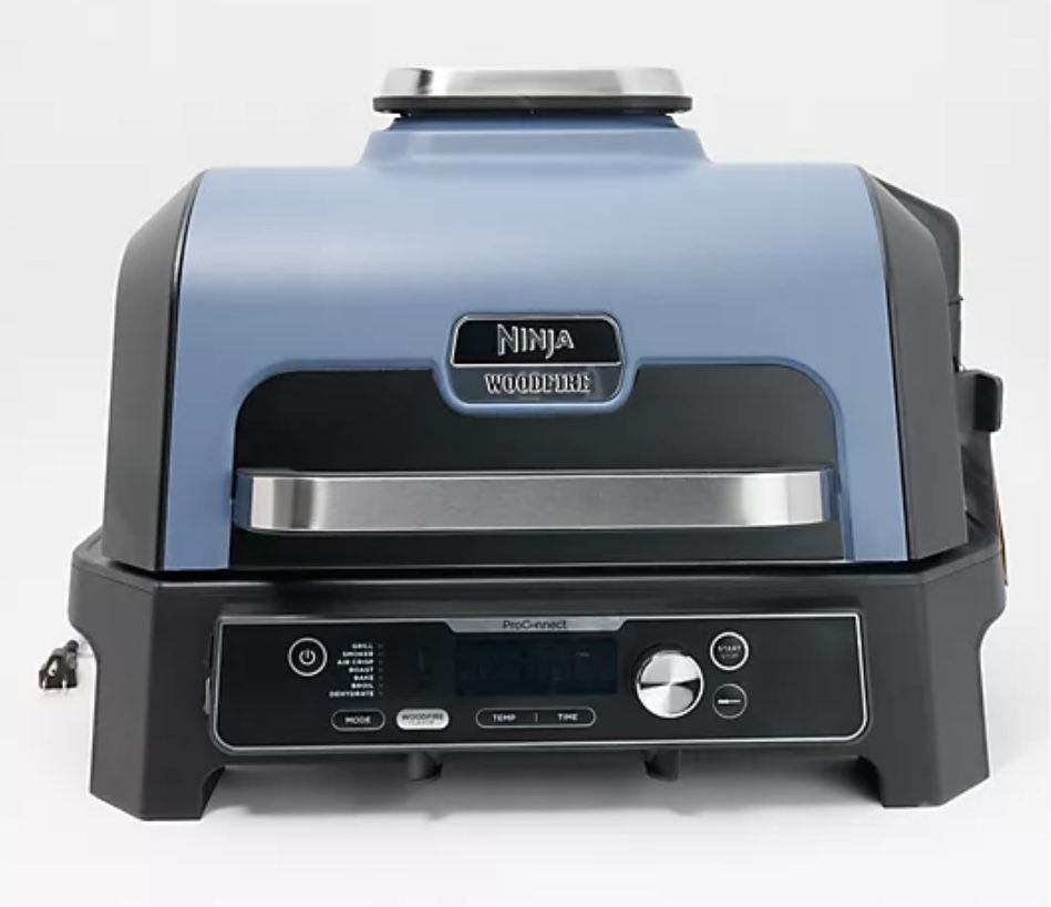 Ninja OG951 Woodfire ProConnect Premium XL Outdoor 7-in-1 Grill & Smoker, App Enabled, Air Fryer, 2 Built-In Thermometers - Blue
