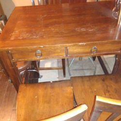 Bar High wood Table With Drawers N 4 Stools